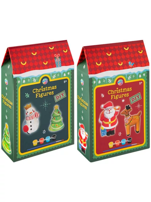 Gipszfigura festő szett (2 db 7cm-es figura, 4 festék, ecset), 2 féle változat