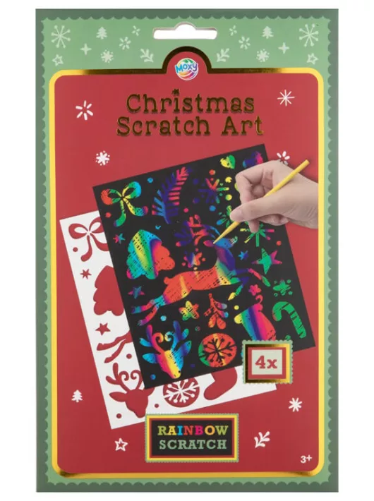 Képkarcoló szett sablonnal, A/5, karácsonyi, 4 ív/csomag (800079)