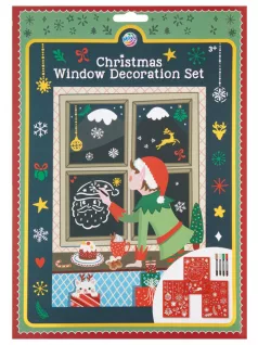   Karácsonyi ablakdekoráló készlet, 3 db A/4 stencil és 4 ablakfilc (800083)