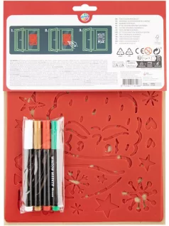   Karácsonyi ablakdekoráló készlet, 3 db A/4 stencil és 4 ablakfilc (800083)