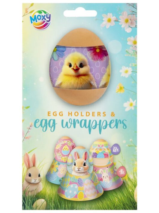 Tojásdíszítő fólia húsvétra, 12 db fólia és 4 db tojástartó, Moxy