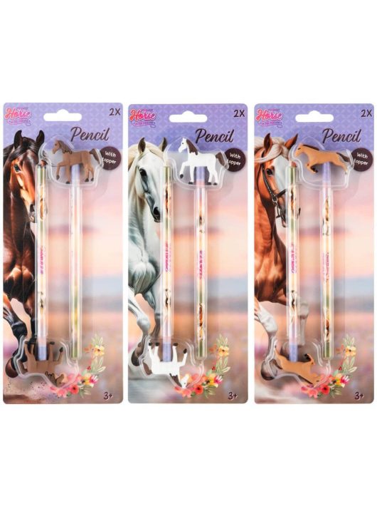 Lovas grafitceruza forma radírral, 2 db/szett, többféle változat