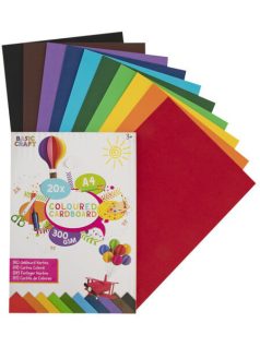   Színes karton, fotókarton, A/4, 300g, 10 szín, 20 lap/cs, Basic Craft