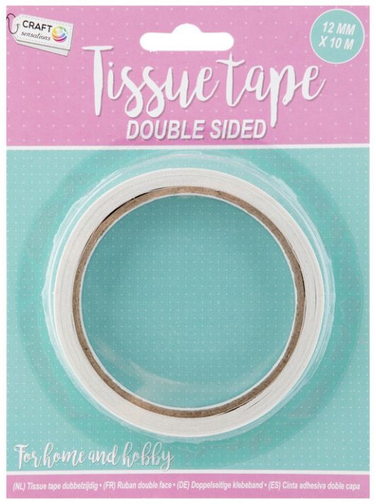 Ragasztószalag, kétoldalú, szövetszalag (tissue tape) 12mm x 10m