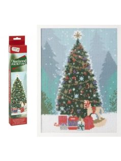 Gyémántfestés szett, karácsonyfa, 30x40cm