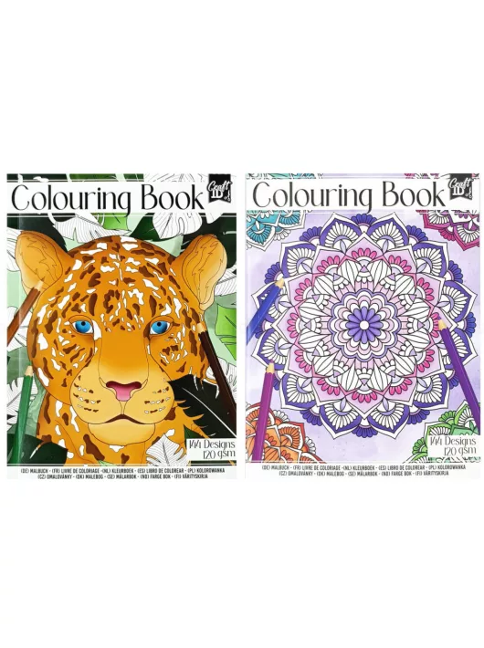 Színező füzet felnőtteknek, A/5, 120 g, 72 lap, kétféle változat (Animals, Mandalas)