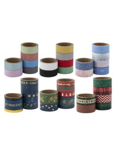   Öntapadós papírszalag, washi-tape, 2,5m, 6 db/csomag, karácsonyi, 6 féle változat