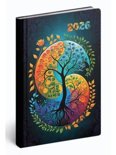   Realsystem határidőnapló, B/6, heti tervező, 2026, Fiestina jin jang