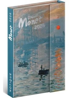   Realsystem mágnessel záródó agenda, határidőnapló, 11x16cm, heti tervező, 2026, Claude Monet