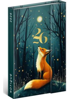   Realsystem mágnessel záródó agenda, határidőnapló, 11x16cm, heti tervező, 2026, Fox