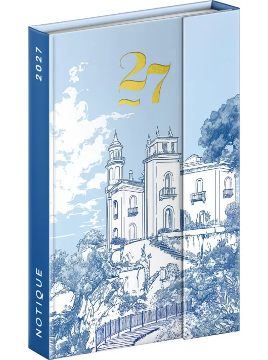 Realsystem mágnessel záródó agenda, határidőnapló, heti tervező, 11x16cm, 2027, Villa
