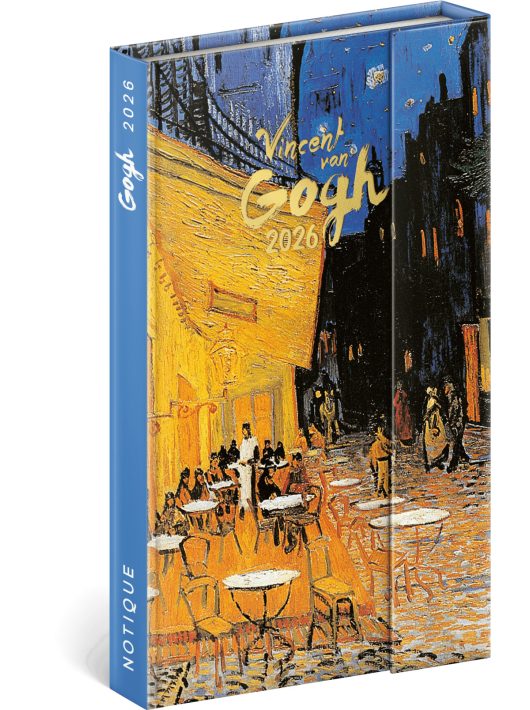 Realsystem mágnessel záródó agenda, határidőnapló, 13x21cm, heti tervező, 2026, Vincent van Gogh