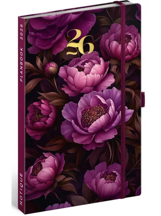 Realsystem design agenda, határidőnapló, 13x21cm, heti tervező, 2026, Purple Flowers
