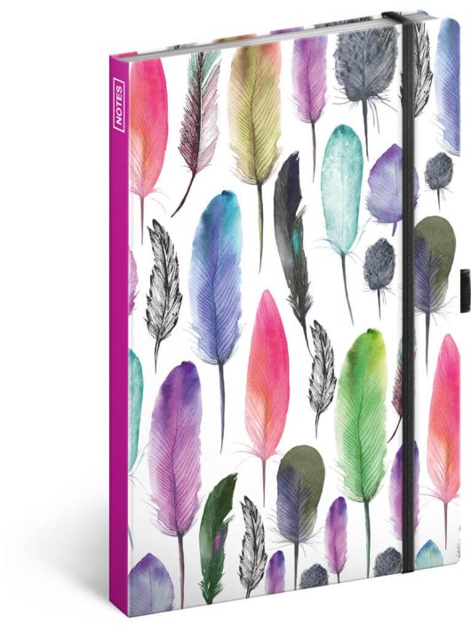 Realsystem Notique design keményfedeles notesz, napló 13x21cm, vonalas, Feathers