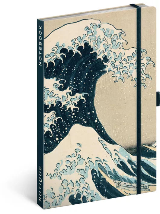 Realsystem Notique design keményfedeles notesz, napló 13x21cm, vonalas, Katsushika Hokusai