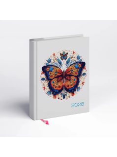   Realsystem határidőnapló, B/6, napi tervező, 2026, Librobello lepke