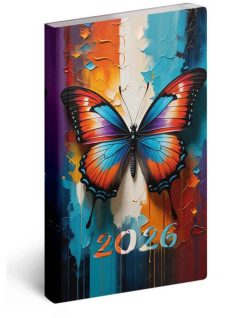   Realsystem zsebnaptár, álló, heti, 9x16,5cm, 2026 Flexi lepke