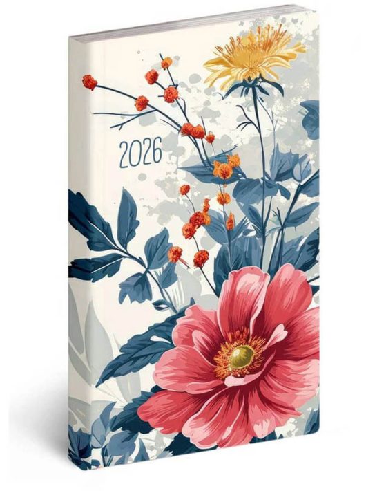 Realsystem zsebnaptár, álló, heti, 9x16,5cm, 2026 Flexi floral