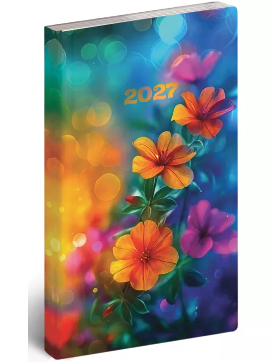 Realsystem zsebnaptár, álló, heti, 9x16,5cm, 2027. Flexi floral