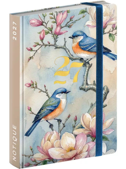 Realsystem zsebnaptár, heti, keményfedeles, 9,8x14,5cm, 2027, Birds