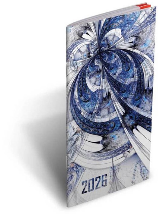 Realsystem zsebnaptár, álló, kétheti, 8x15cm, 2026, zsebirka fraktál