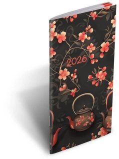   Realsystem zsebnaptár, álló, kétheti, 8x15cm, 2026, zsebirka teavirág