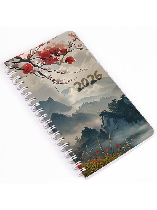 Realsystem zsebnaptár, álló, heti, 9,5x17cm, spirál, 2026, SP2 japán