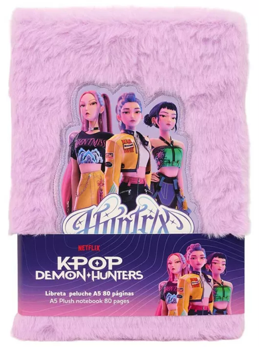 K-POP Démonvadászok napló plüss borítóval, A/5, vonalas