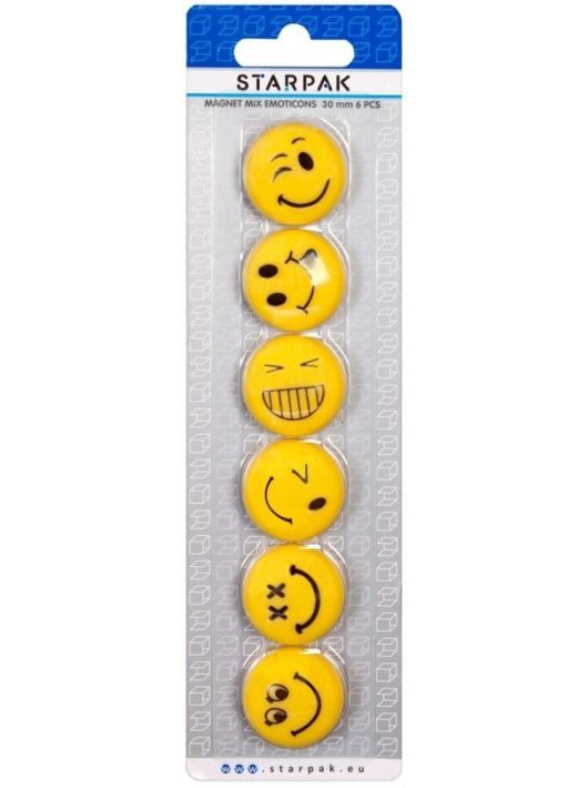 Smiley, emoji mágnes szett, 6 db-os, sárga