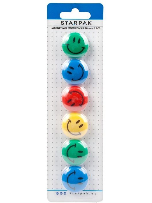 Smiley, emoji mágnes szett, 6 db-os, színes