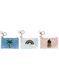   Kulcstartós pénztárca, 14,5x8,5cm, csillogó és flitteres, Summer