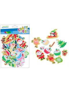   Dekorgumi, öntapadós karácsonyi formák, színes figurák, 73 db/csomag