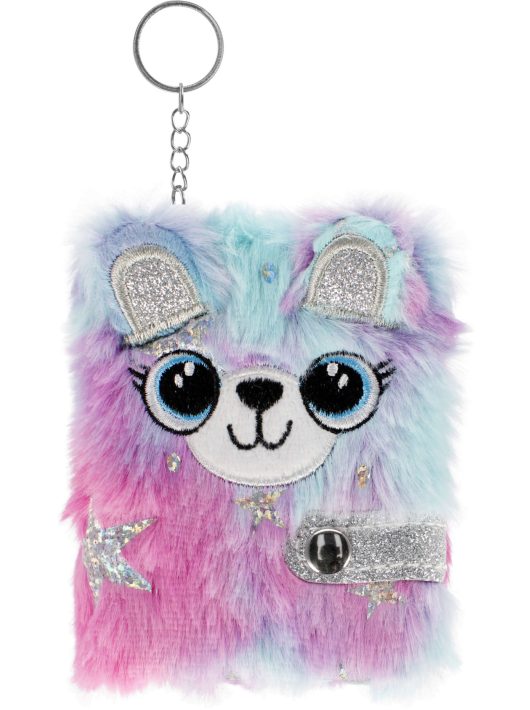 Macis napló, notesz, 7x9,5cm, plüss borítóval, kulcstartóval, Bear