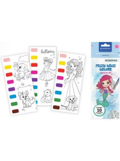   Hercegnős vízzel festő színező lapok (10 lap, 1 db ecset), 20x9cm, Starpak