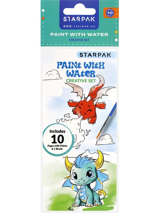 Sárkányos vízzel festő színező lapok (10 lap, 1 db ecset), 20x9cm, Starpak