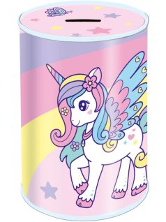 Unikornis persely és ceruzatartó, kerek, rózsaszín