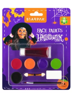 Arcfesték, tégelyes, 9 db-os (6 szín), Starpak, Halloween