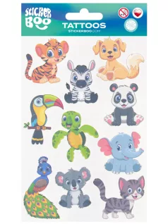   Tetoválás matrica szett, állatfigurák, 10x17,5cm, Sticker Boo
