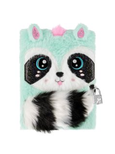   Állatos napló kulccsal, A/5, plüss borítóval, mosómedve