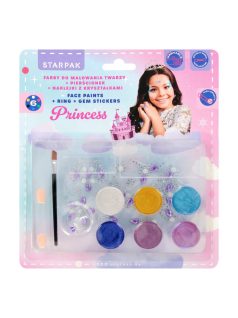   Arcfesték, tégelyes, 10 db-os (6 szín), gyűrűvel és strasszkő matricákkal, Princess