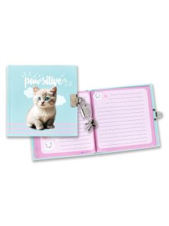 Cicás napló kulccsal, 13x13cm, pawsitive