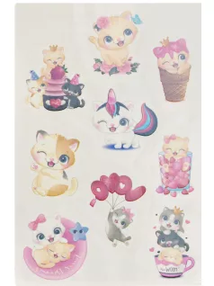   Tetoválás matrica szett, cuki cicák, 10x17,5cm, Sticker Boo