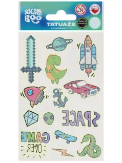   Tetoválás matrica szett, foszforeszkálós, fiús 10x17,5cm, Sticker Boo