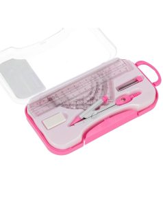   Geometria készlet, körző és vonalzó szett, 7 db-os, műanyag dobozban, Starpak, rózsaszín