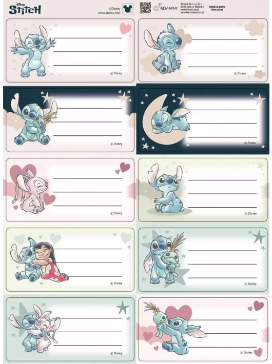 Stitch füzetcímke 10 db/ív
