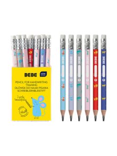   Grafitceruza radírral írástanuláshoz, vastag, háromszög test, HB, Interdruk BEBE