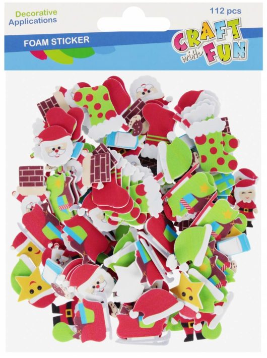 Dekorgumi, öntapadós, karácsonyi formák, 112 db-os, piros-zöld formák