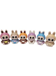   Labubu stresszlabda, squishy, kb. 9 cm magas, hálós tartóban