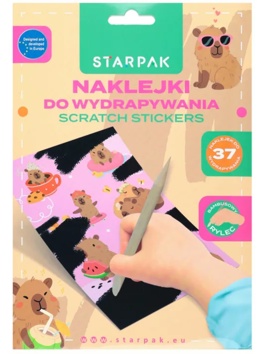 Kapibara képkarcolós matricakészlet, 5 lap/csomag