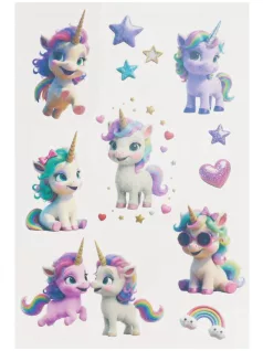  Tetoválás matrica szett, cuki unikornisok, 10x17,5cm, Sticker Boo